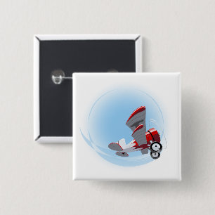 Chapa Cuadrada Cartoon retro airplane