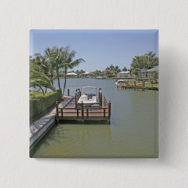 Chapa Cuadrada Casas y muelles en el canal Marco Island Florida (Anverso)