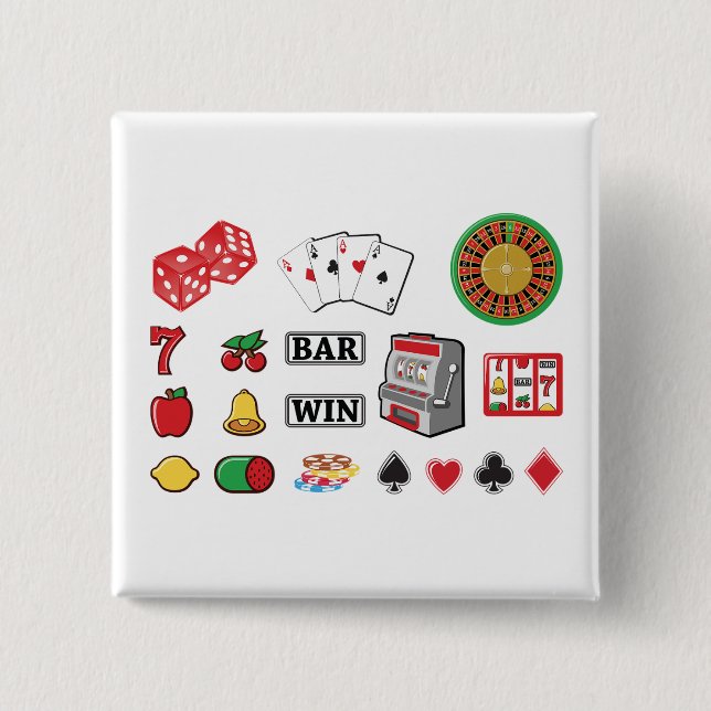 Chapa Cuadrada Casino Night Slot Machine Poker Lucky 7s (Anverso)
