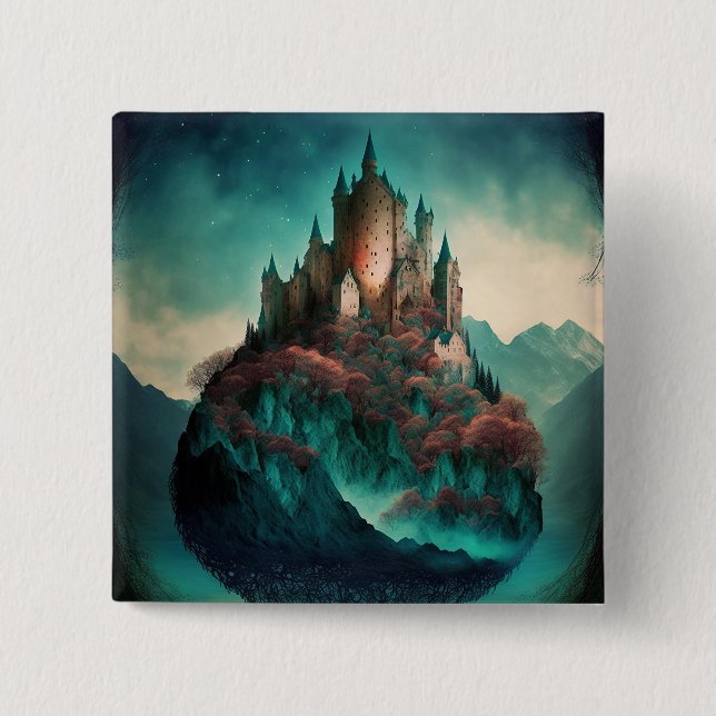 Chapa Cuadrada Castillo mágico de fantasía (Anverso)