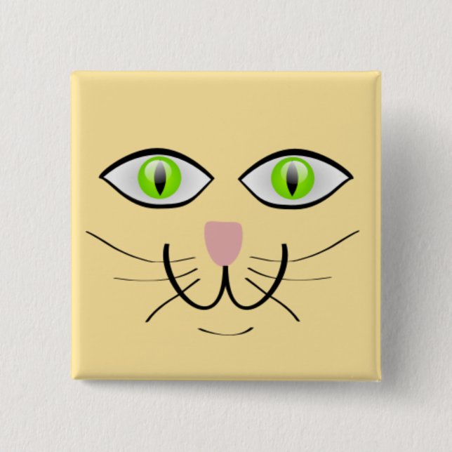 Chapa Cuadrada Cat Funny Face Cartoon-29034 (Anverso)