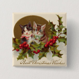 Chapa Cuadrada Cat Kitten Holly Winterberry