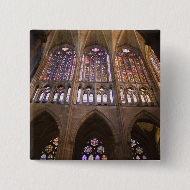 Chapa Cuadrada Catedral de León, vidrieras interiores (Anverso)