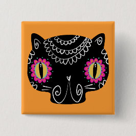 Chapa Cuadrada Catrina de gato de cráneo de azúcar Día de los mue