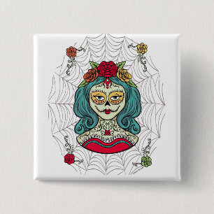 Chapa Cuadrada Catrina Día de Muertos Web