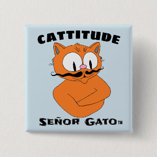 Chapa Cuadrada "CATTITUDE" Señor Gato personalizado bigote gato