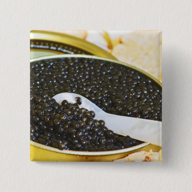 Chapa Cuadrada Caviar negro y una cuchara de madre de perla a (Anverso)
