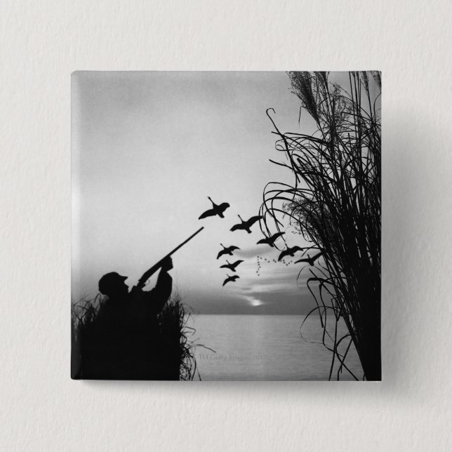 Chapa Cuadrada Caza del pato del hombre (Anverso)