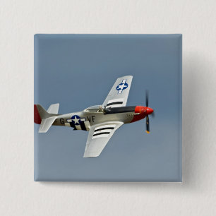 Chapa Cuadrada Caza P-51D Mustang con marcas del Día D volando