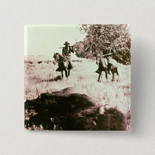 Chapa Cuadrada Cazadores del bisonte americano (foto de b/w)