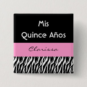 Chapa Cuadrada Cebra de Anos Quinceanera del membrillo del Mis