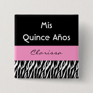 Chapa Cuadrada Cebra de Anos Quinceanera del membrillo del Mis