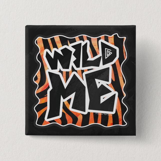 Chapa Cuadrada Cebra de Black and Naranja Wild Me (Anverso)
