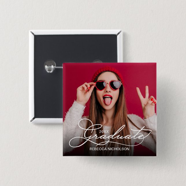 Chapa Cuadrada Celebración del Graduado de Fotografía (Anverso y reverso)