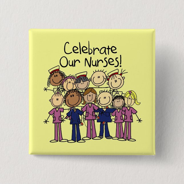Chapa Cuadrada Celebrar a nuestras enfermeras (Anverso)