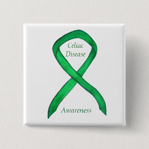 Chapa Cuadrada Celiac Disease Awareness Custom Ribbon Art Pin