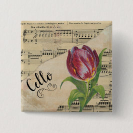 Chapa Cuadrada Cello Elegante Tulip Vintage Sheet Music