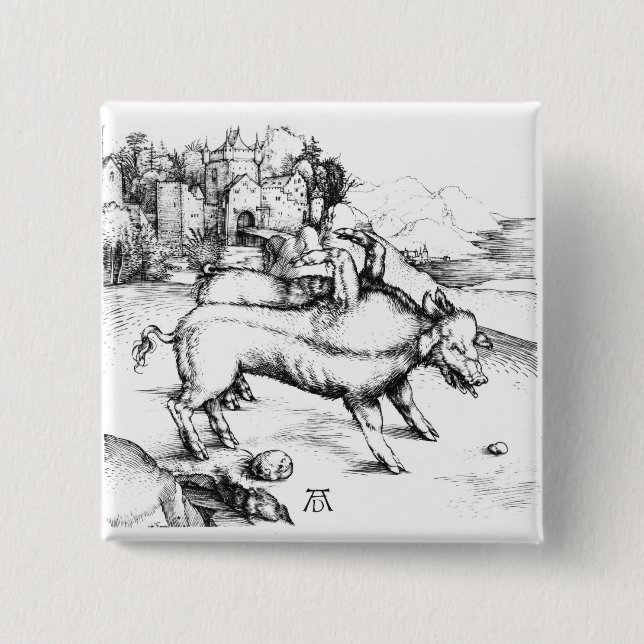 Chapa Cuadrada Cerdo monstruoso (Anverso)