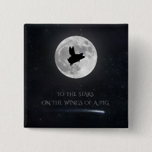 Chapa Cuadrada Cerdo Volando A Las Estrellas