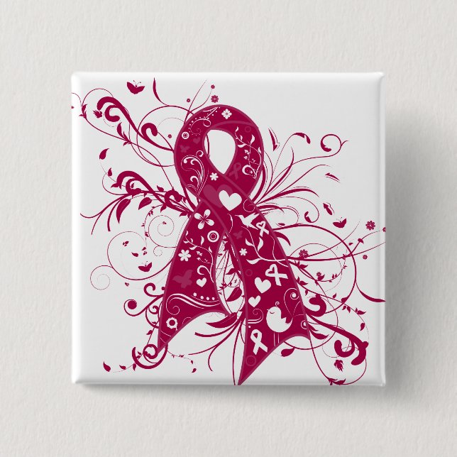 Chapa Cuadrada Cerebro Aneurysm Floral Swirls Ribbon (Anverso)