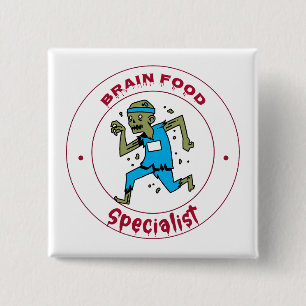 Chapa Cuadrada Cerebro zombi especialista en alimentos cerebrales