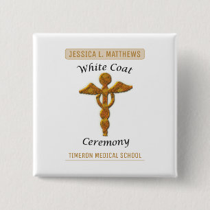 Chapa Cuadrada Ceremonia de Bata Blanca Obsequio Dorado Médico, A