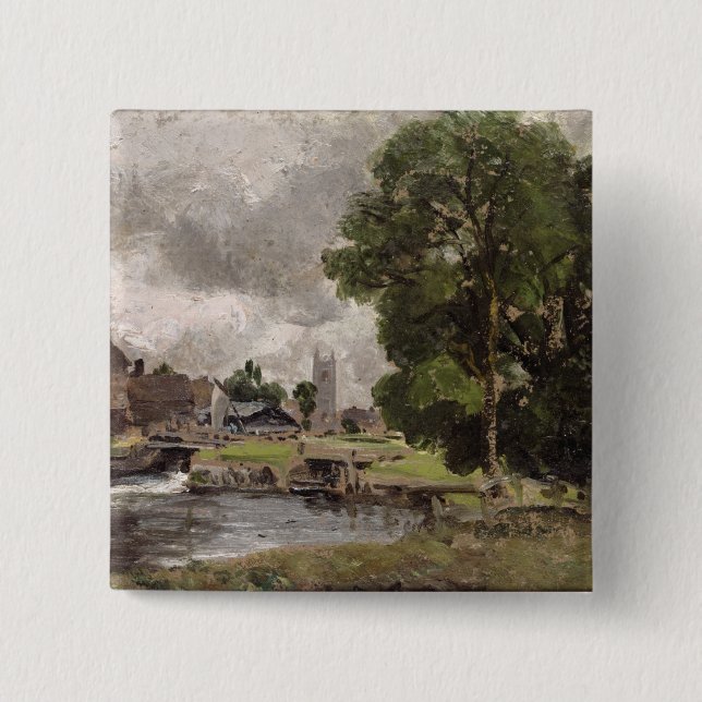 Chapa Cuadrada Cerradura y molino de John Constable el | Dedham (Anverso)