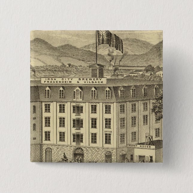 Chapa Cuadrada Cervecería Iron City, Frauenheim y Vilsack (Anverso)