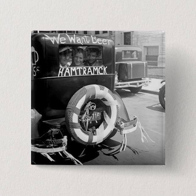 Chapa Cuadrada Cerveza de prohibición de la cosecha, queremos cer (Anverso)