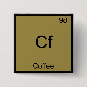 Chapa Cuadrada Cf - Café Gracioso Símbolo De Elemento Químico 
