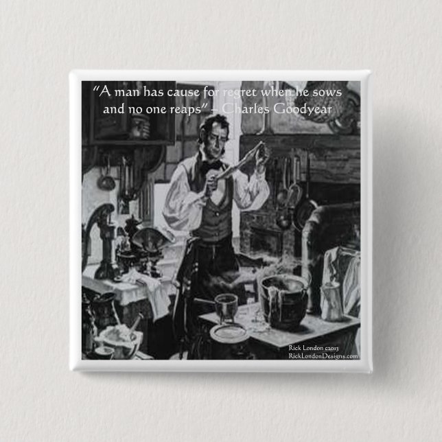 Chapa Cuadrada Chales Goodyear Sow & Reap Wisdom Quote (Anverso)