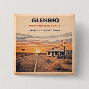 Chapa Cuadrada Chaqueta Glenrio Route 66 Pueblo Fantasma Pin Botó