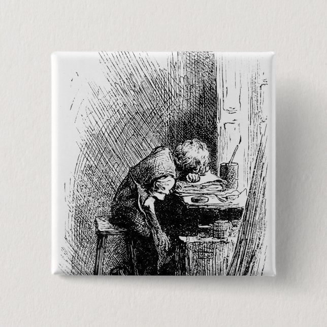 Chapa Cuadrada Charles Dickens en la fábrica que se ennegrece (Anverso)