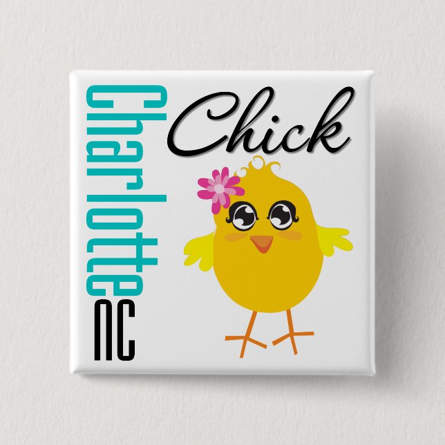 Chapa Cuadrada Charlotte NC Chick (Anverso)