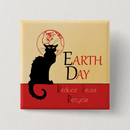 Chapa Cuadrada Chat Noir Earth Day Reduce Reuse Reuse Reuse