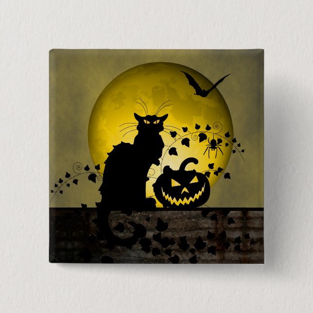 Chapa Cuadrada Chat Noir Halloween (Anverso)