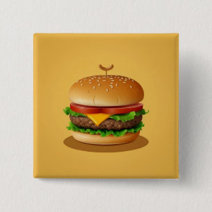 Chapa Cuadrada Cheeseburger con fondo amarillo