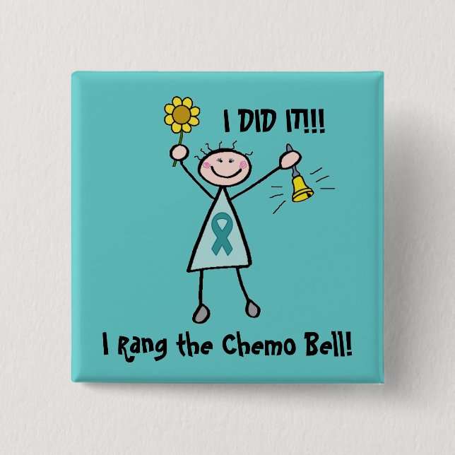 Chapa Cuadrada Chemo Bell - cinta del trullo del cáncer ovárico (Anverso)