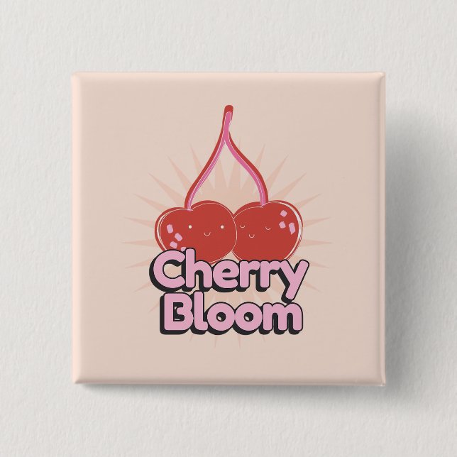 Chapa Cuadrada Cherry Bloom Button (Anverso)