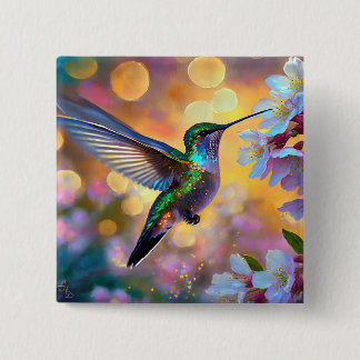 Chapa Cuadrada Cherry Blossom Fantasy Sunrise Hummingbird