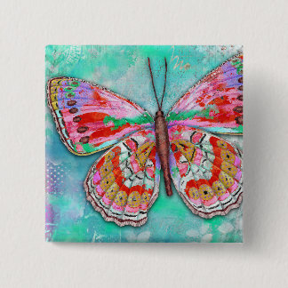 Chapa Cuadrada Cherry Mint Butterfly Pin