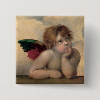 Chapa Cuadrada Cherub de Sistine Madonna por Raphael