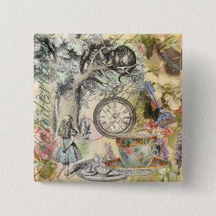 Chapa Cuadrada Cheshire Cat Alice Wonderland Classic