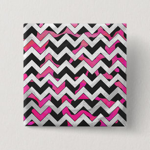 Chapa Cuadrada Chevron Cow Hot Pink and Black Print