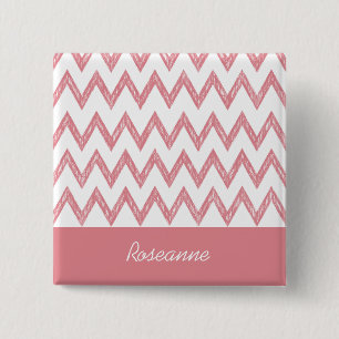 Chapa Cuadrada Chevron Pencil Pink Chevron Zigzags Con Nombre