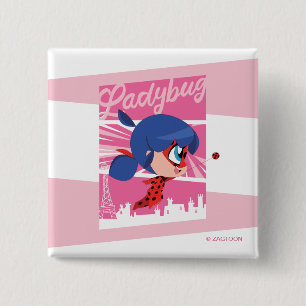 Chapa Cuadrada Chibi Ladybug en París
