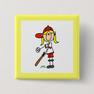 Chapa Cuadrada Chica al bate Regalos de béisbol de figuras de pal