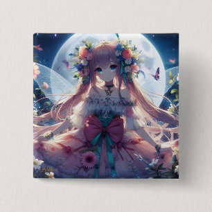 Chapa Cuadrada Chica Anime Flor Luna Hada