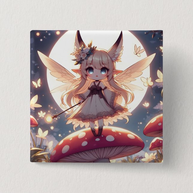 Chapa Cuadrada Chica Anime Pixie Hippie Luna Hada (Anverso)