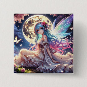 Chapa Cuadrada Chica Anime Princesa Hada de la Luna en Jardín